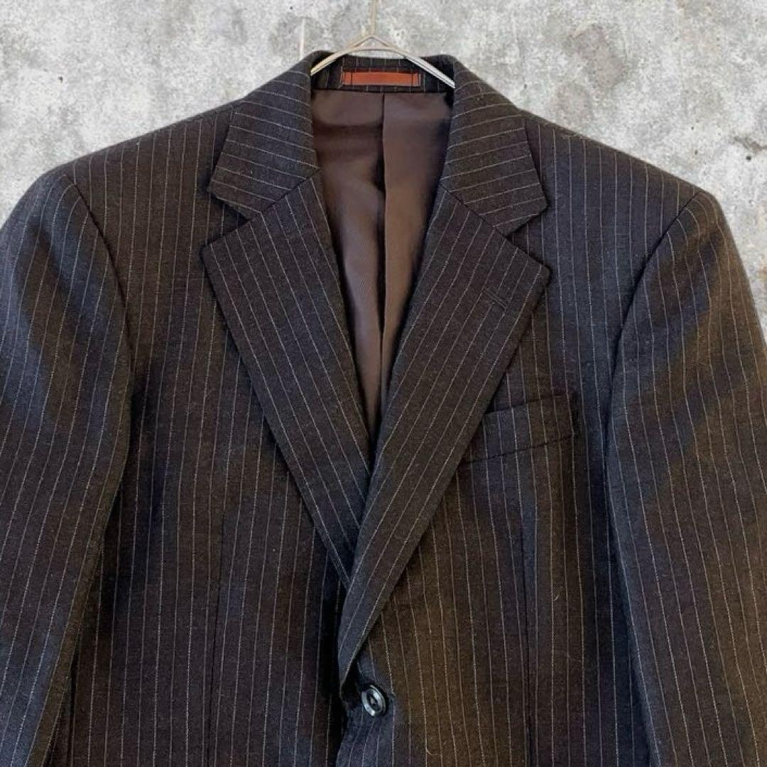 美品vintage 3ピース セットアップ ストライプ ウール 成人式 茶系 S