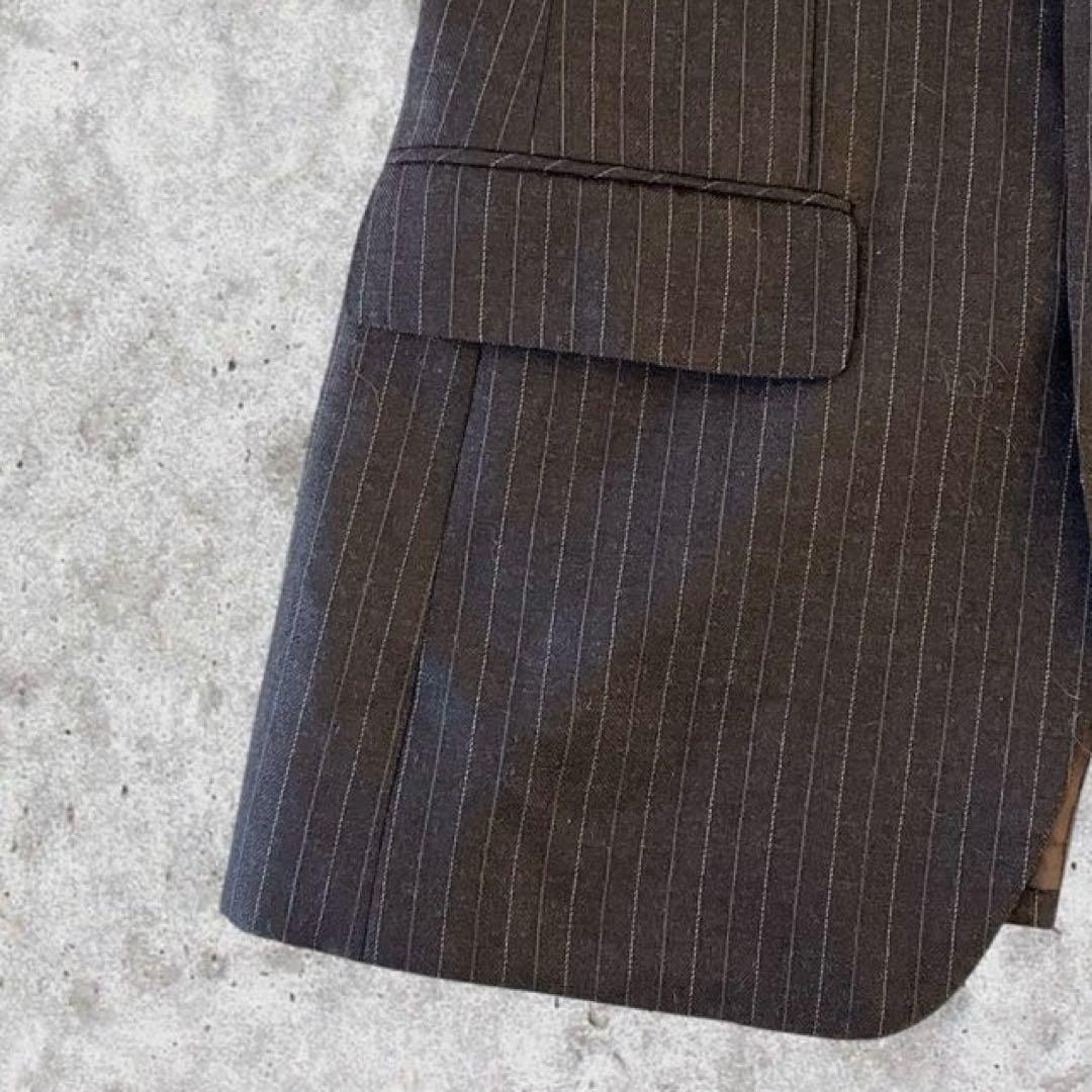 美品vintage 3ピース セットアップ ストライプ ウール 成人式 茶系 S