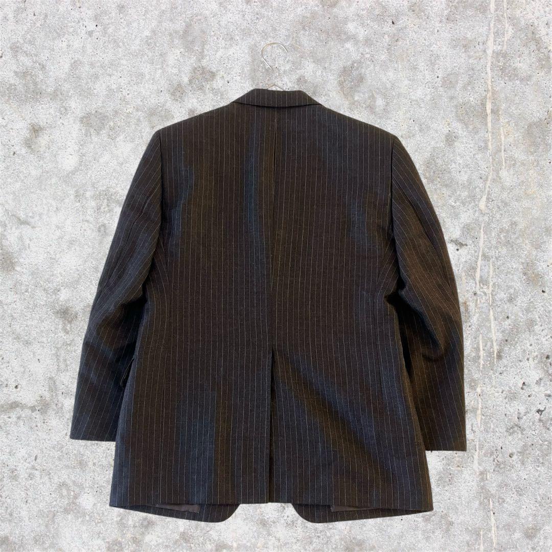 美品vintage 3ピース セットアップ ストライプ ウール 成人式 茶系 S