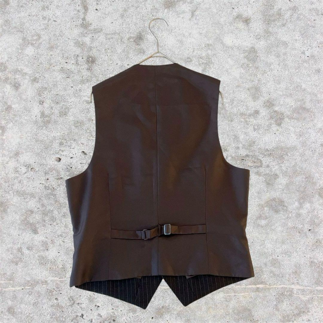 美品vintage 3ピース セットアップ ストライプ ウール 成人式 茶系 S