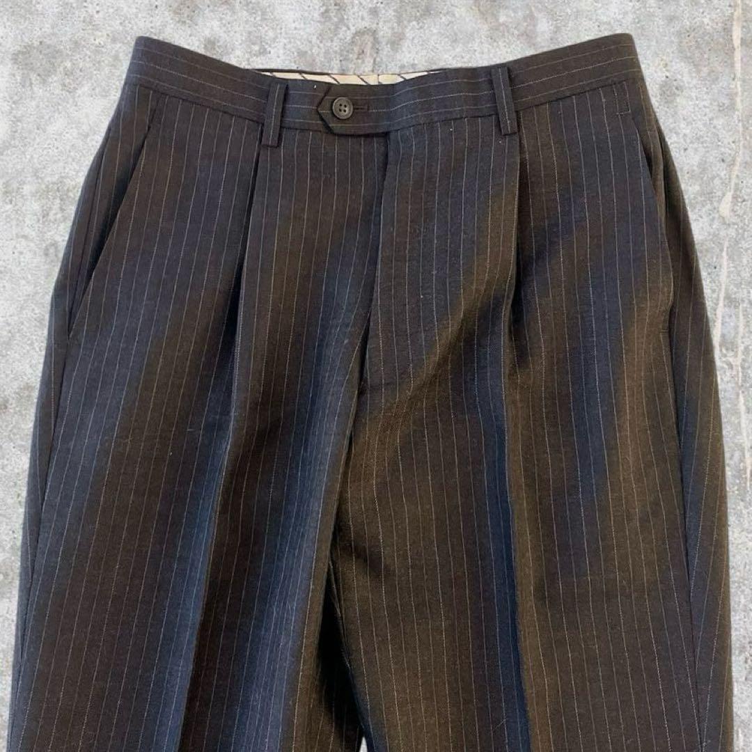 美品vintage 3ピース セットアップ ストライプ ウール 成人式 茶系 S