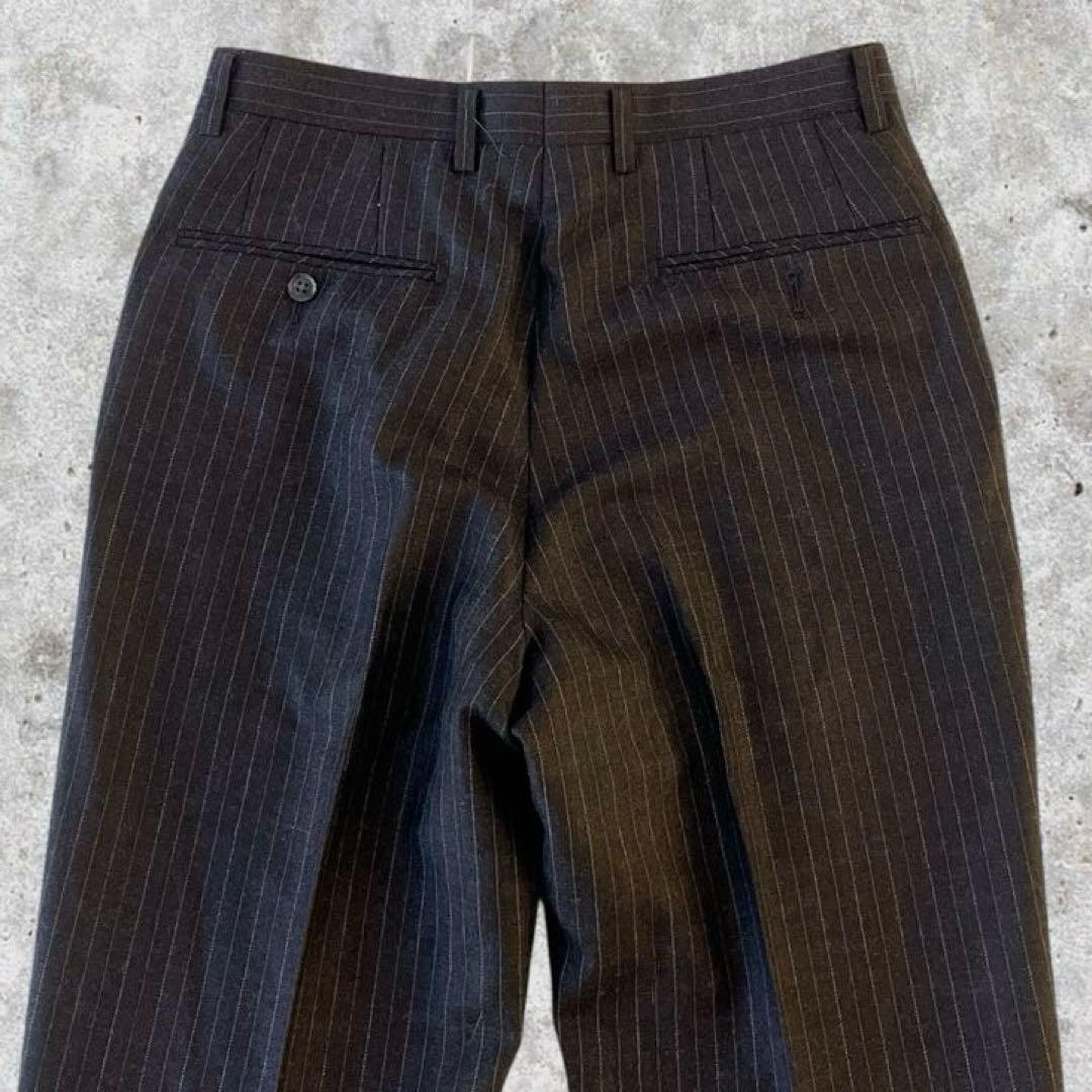 美品vintage 3ピース セットアップ ストライプ ウール 成人式 茶系 S