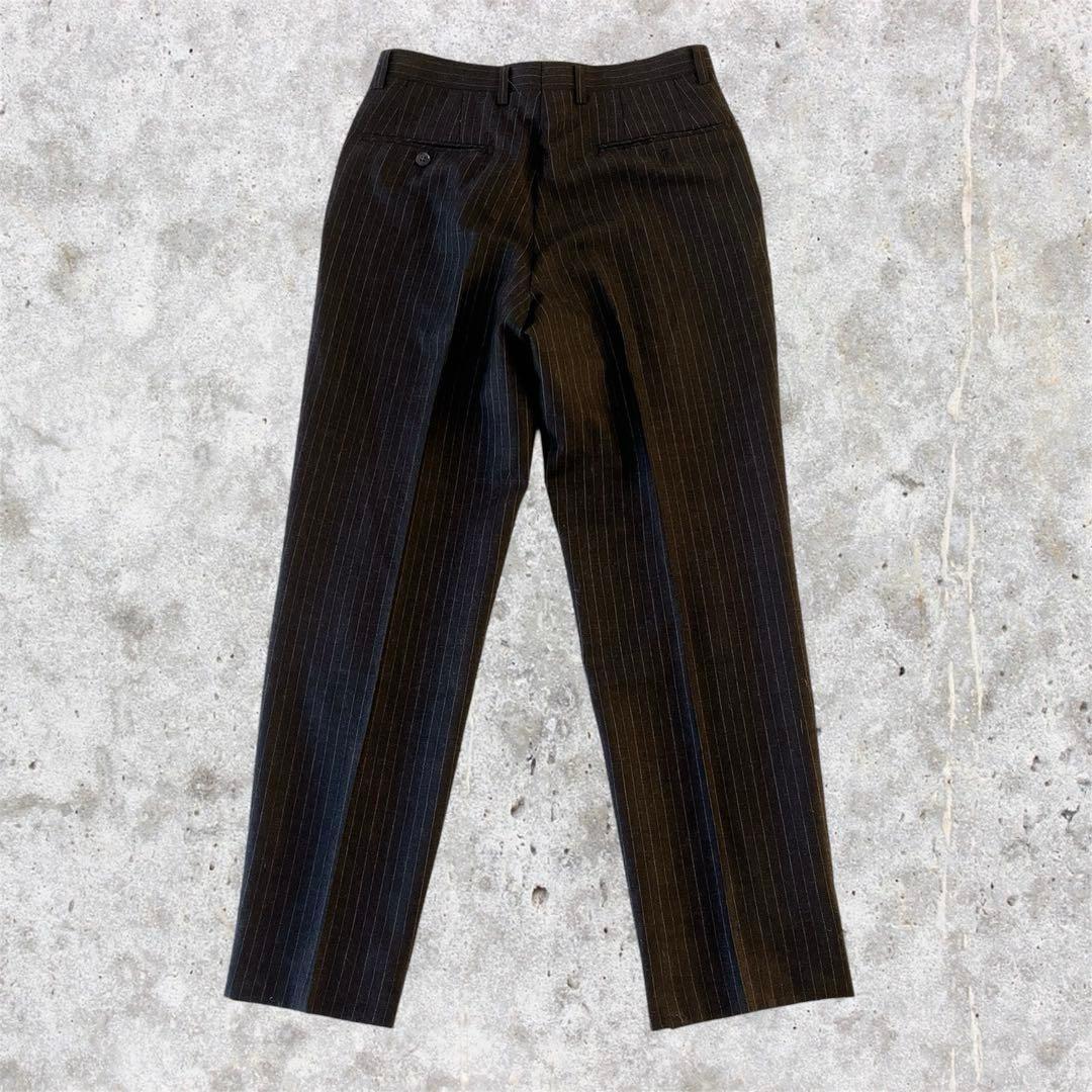 美品vintage 3ピース セットアップ ストライプ ウール 成人式 茶系 S