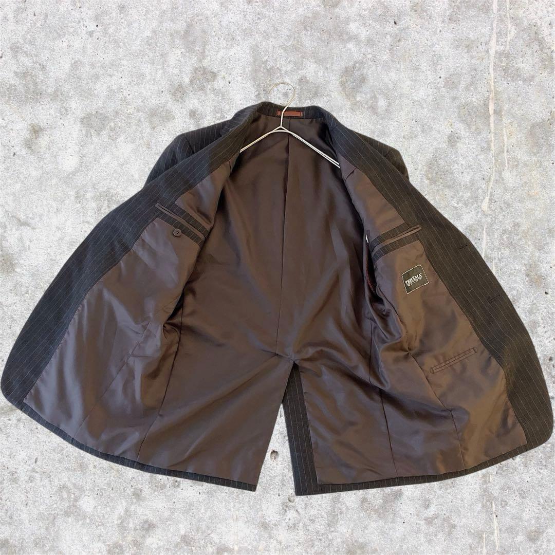 美品vintage 3ピース セットアップ ストライプ ウール 成人式 茶系 S