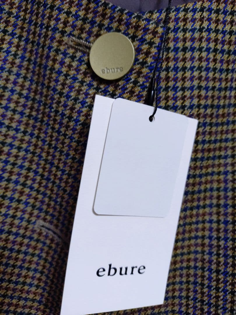 エブールebure　新品　ハウンドトゥースノーカラーツィード ジャケット