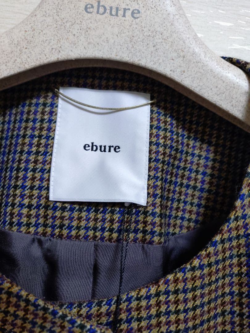 エブールebure　新品　ハウンドトゥースノーカラーツィード ジャケット