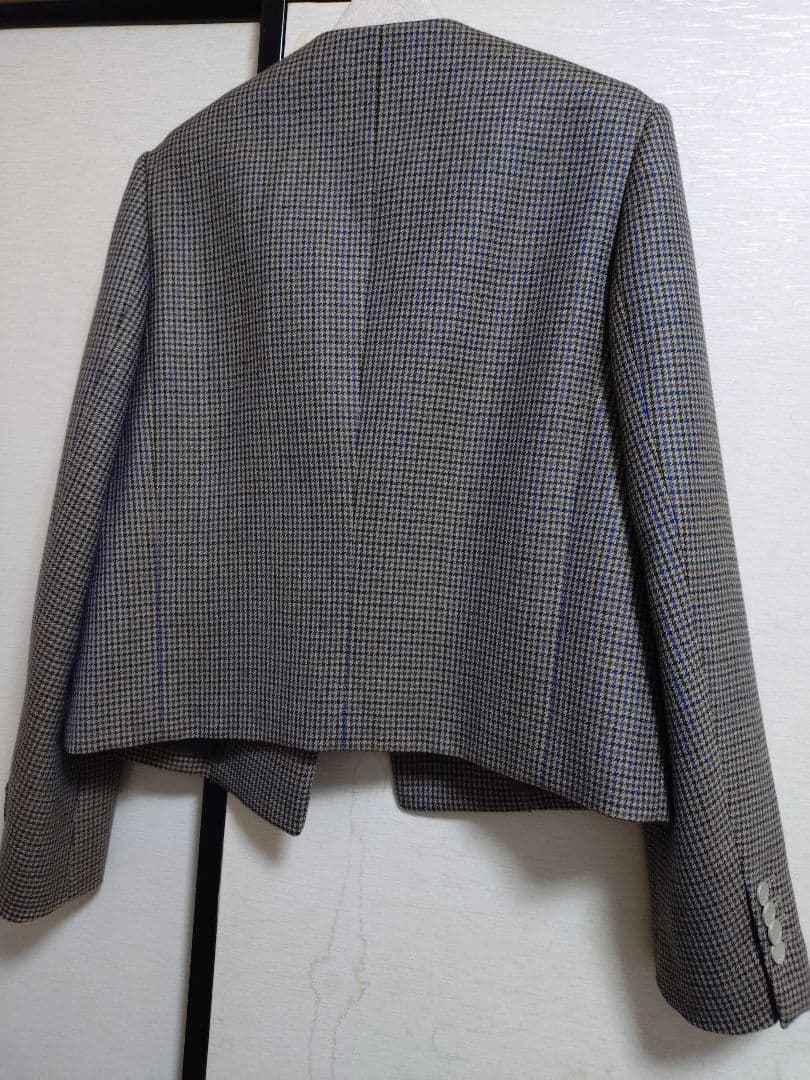 エブールebure　新品　ハウンドトゥースノーカラーツィード ジャケット