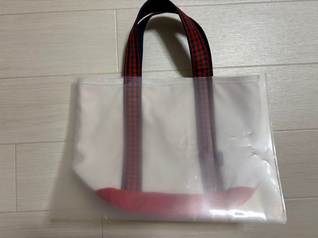 ファミリア　赤チェックトートバッグ