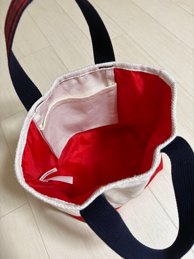 ファミリア　赤チェックトートバッグ