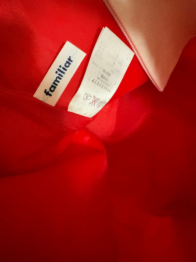 ファミリア　赤チェックトートバッグ