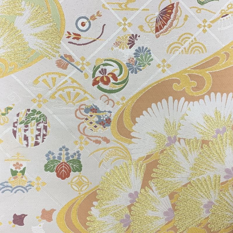 602my6◇唐織 吉祥文様 縁起柄 金糸 袋帯◇美品