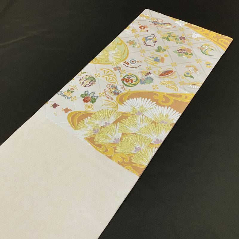 602my6◇唐織 吉祥文様 縁起柄 金糸 袋帯◇美品