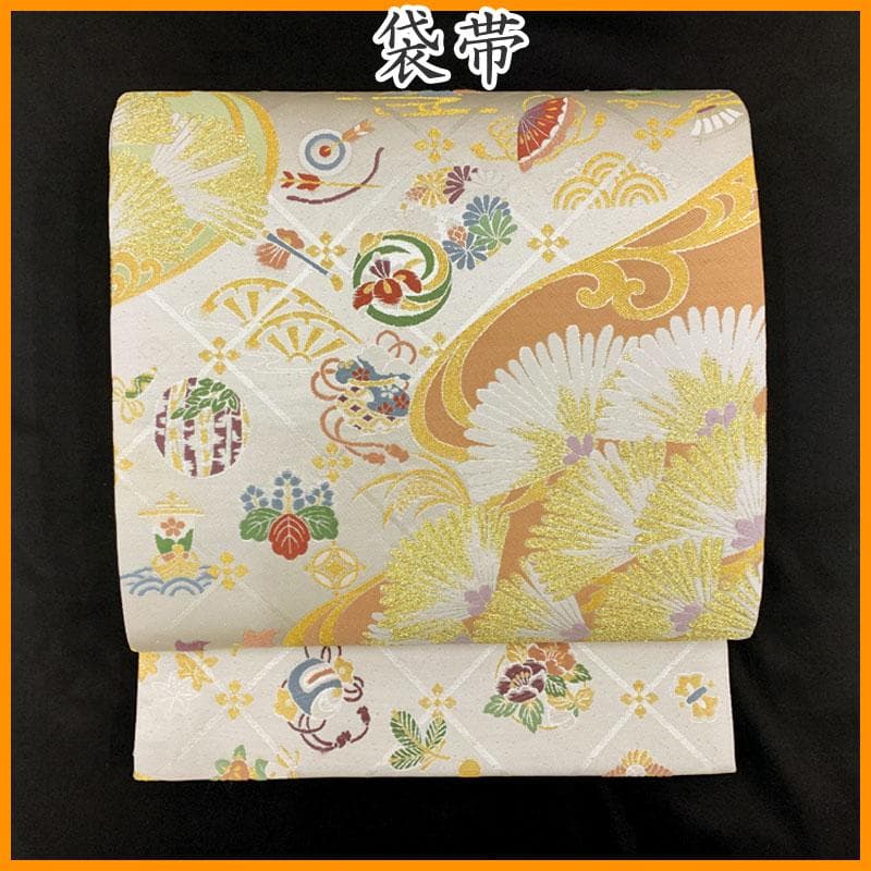 602my6◇唐織 吉祥文様 縁起柄 金糸 袋帯◇美品