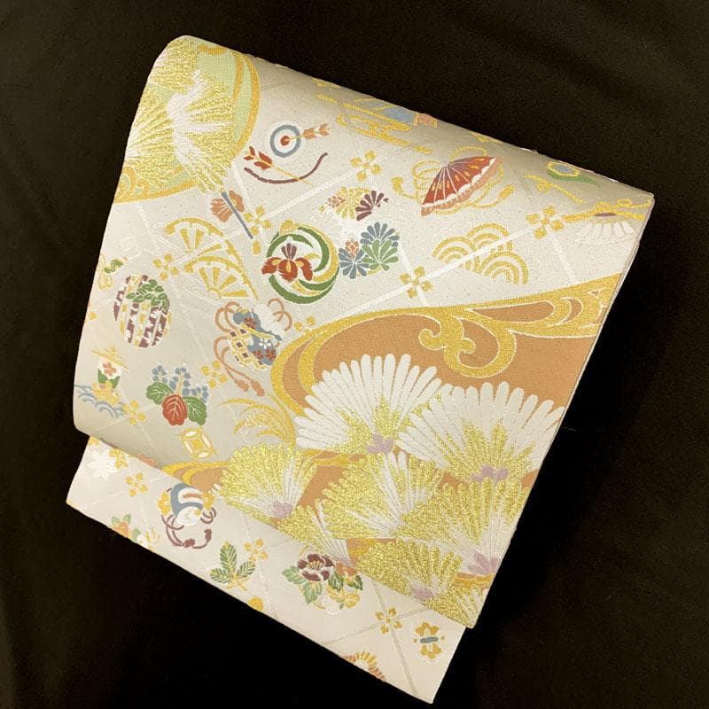 602my6◇唐織 吉祥文様 縁起柄 金糸 袋帯◇美品