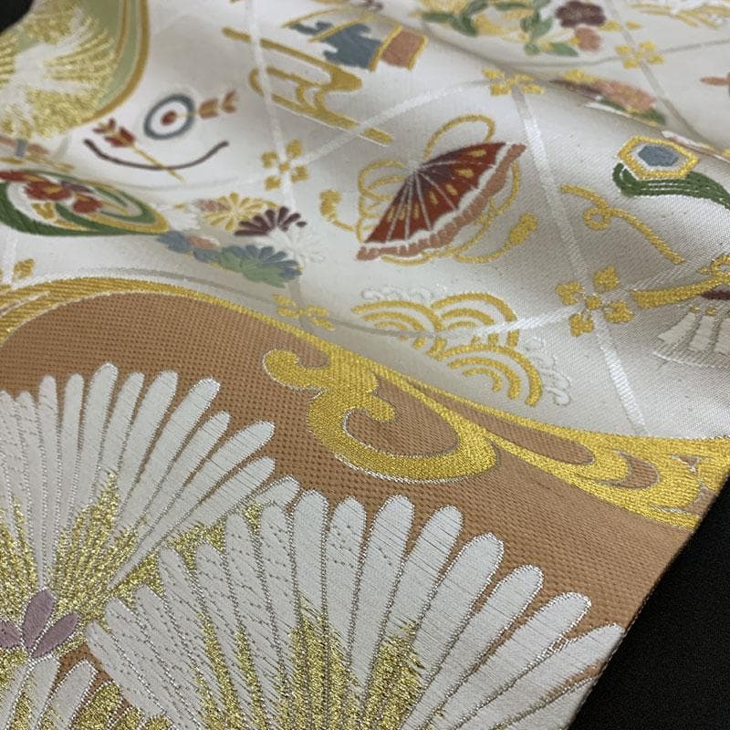 602my6◇唐織 吉祥文様 縁起柄 金糸 袋帯◇美品