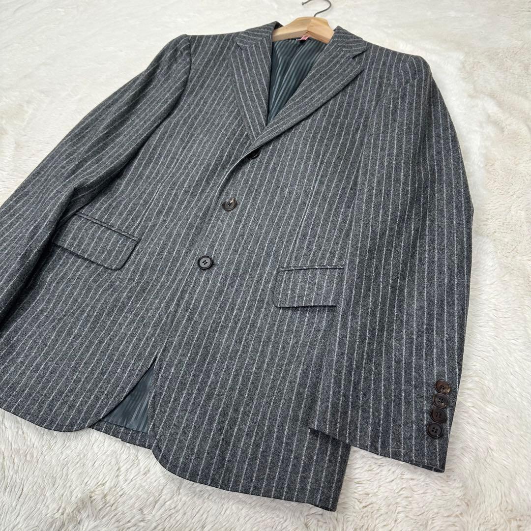 美品✨ニューヨーカー 3ピース スーツ チョークストライプ グレー YA5 高級