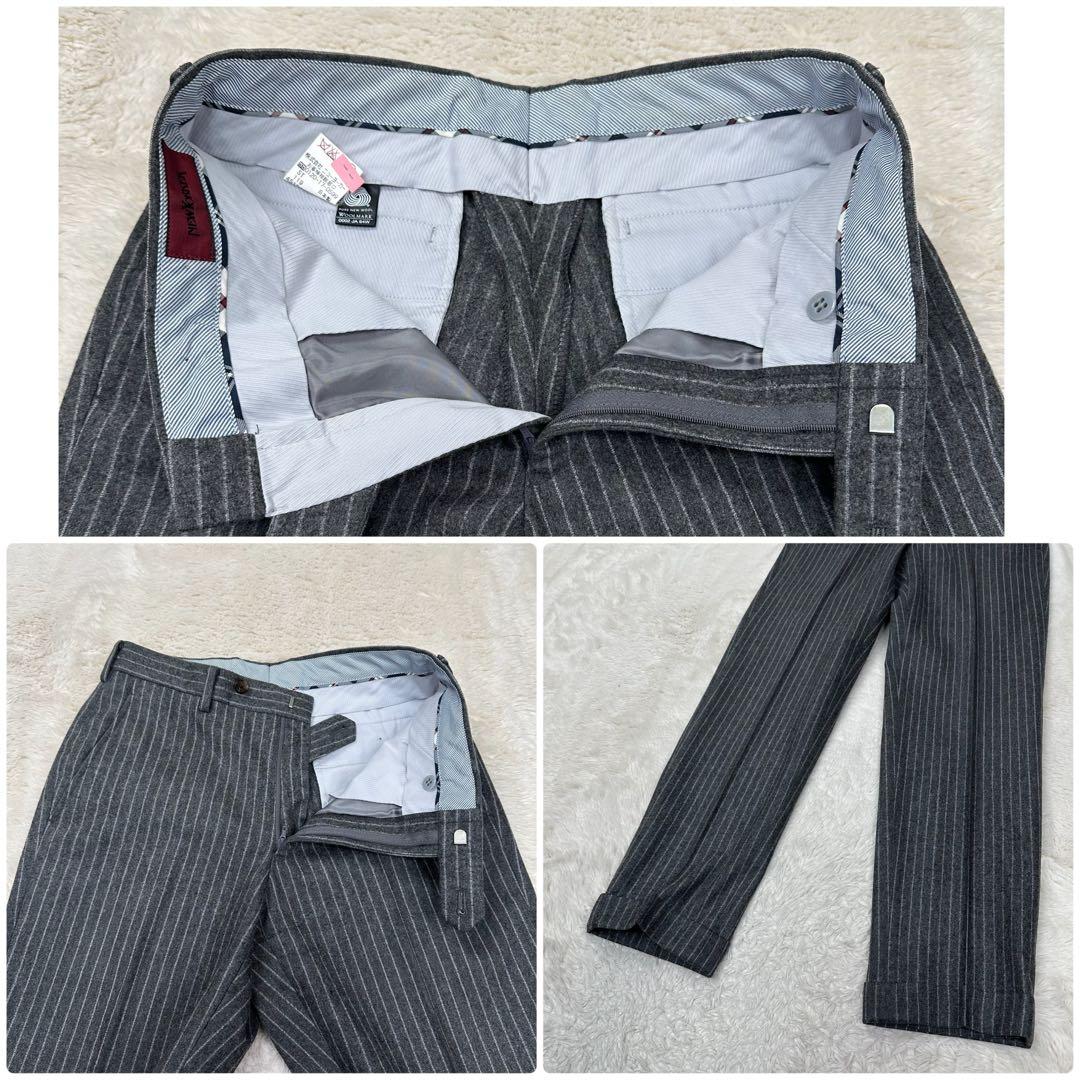 美品✨ニューヨーカー 3ピース スーツ チョークストライプ グレー YA5 高級