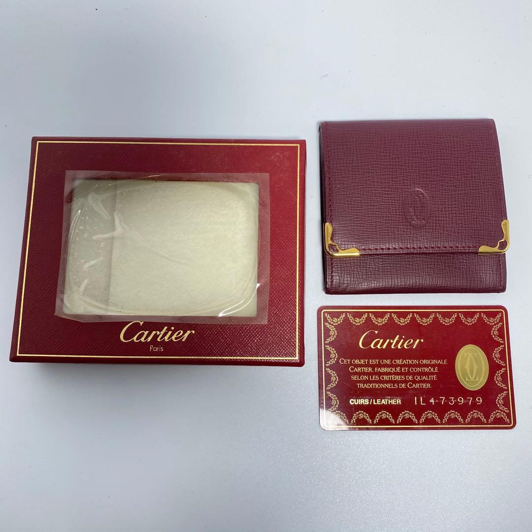 新品、未使用　Cartier ケース　バーガンディ　ゴールド金具