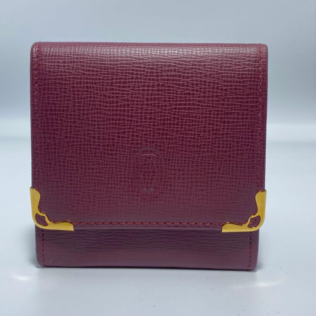 新品、未使用　Cartier ケース　バーガンディ　ゴールド金具