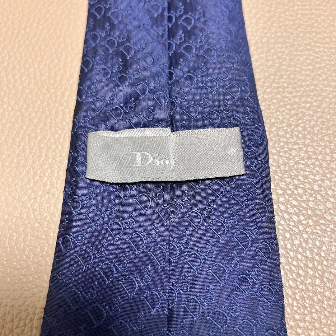 美品　ディオール　ネクタイ　トロッター　ストライプ ドット　チェック　ネイビー