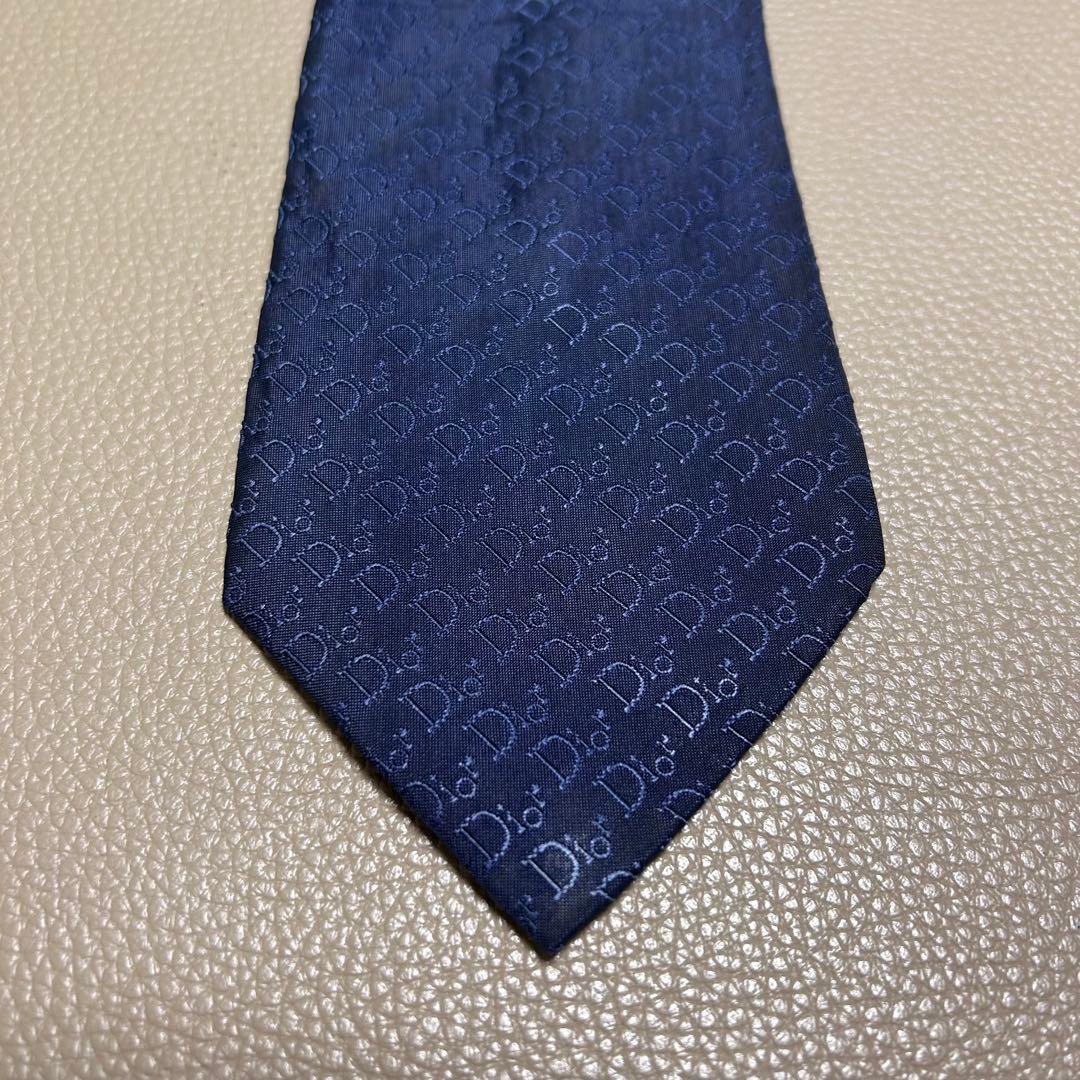 美品　ディオール　ネクタイ　トロッター　ストライプ ドット　チェック　ネイビー