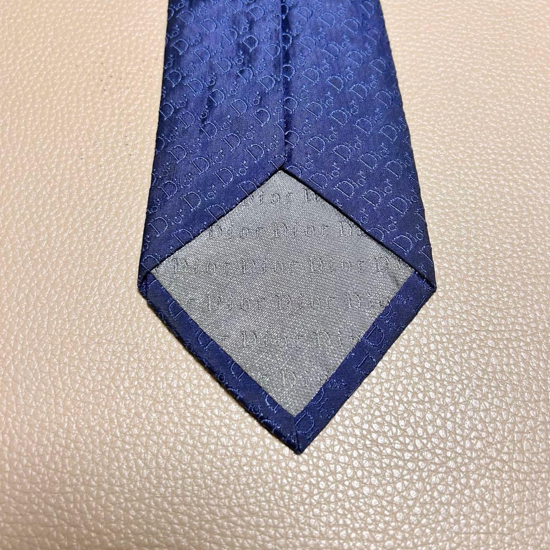 美品　ディオール　ネクタイ　トロッター　ストライプ ドット　チェック　ネイビー
