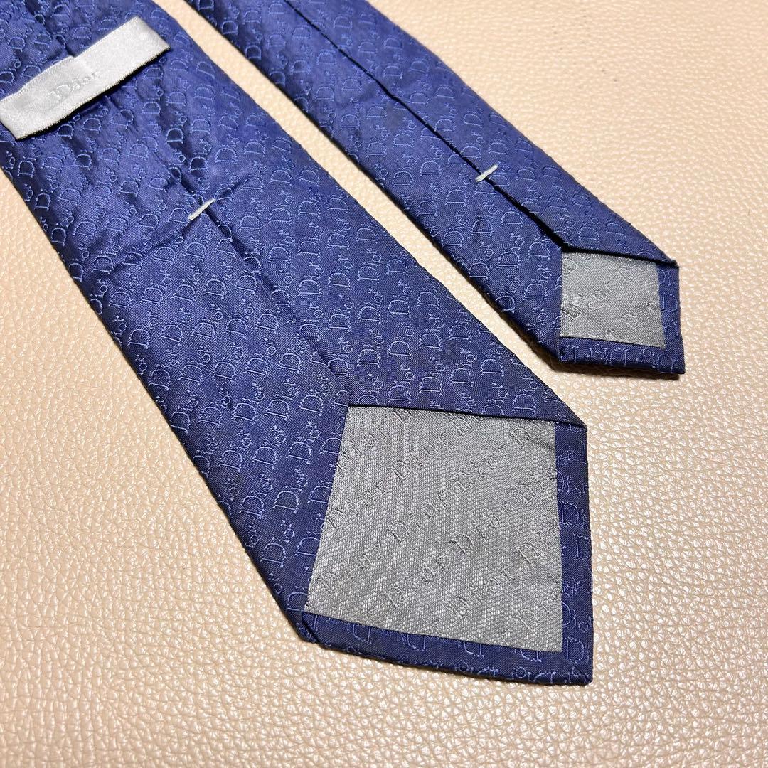 美品　ディオール　ネクタイ　トロッター　ストライプ ドット　チェック　ネイビー