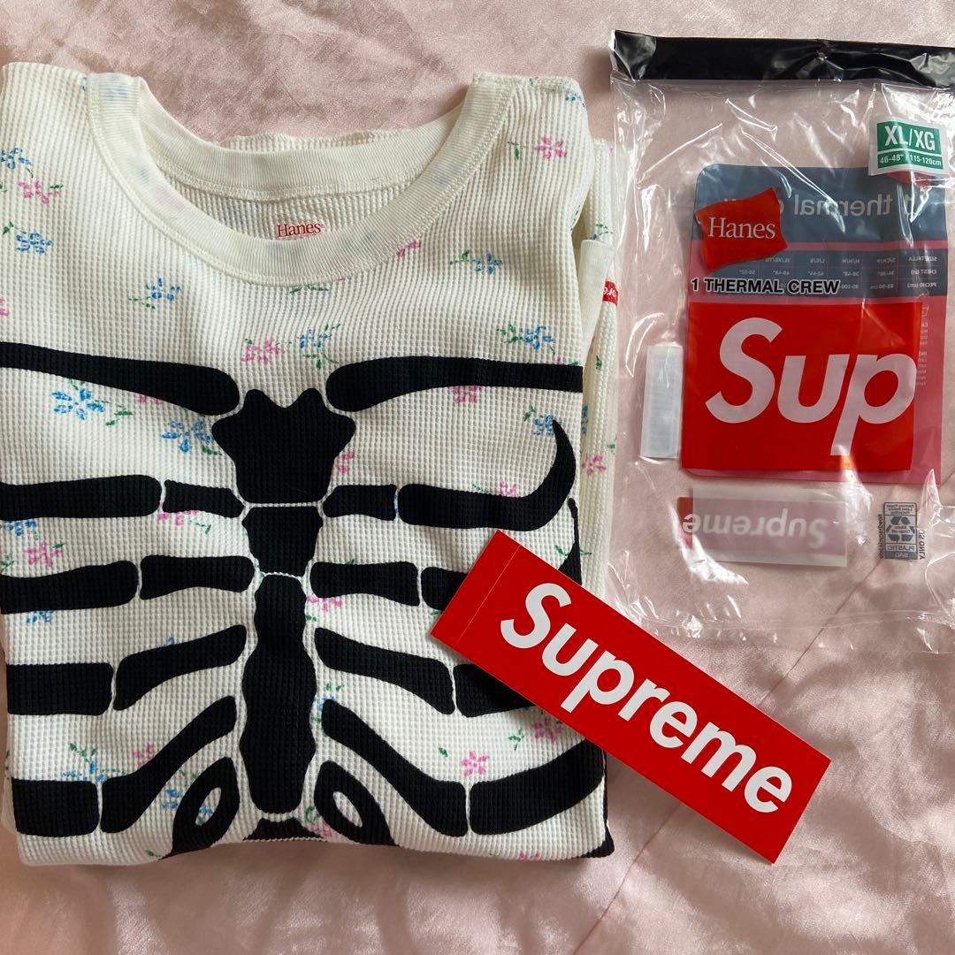 supreme Hanes Bones Thermal フラワー　骨サーマル