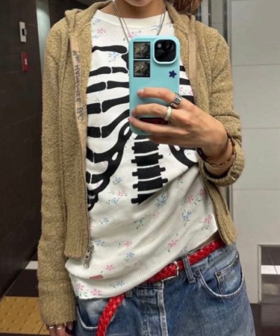 supreme Hanes Bones Thermal フラワー　骨サーマル