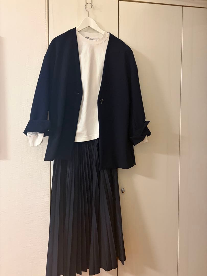 よひら　極美品　エンフォルド　ENFOLD ノーカラージャケット　ネイビー