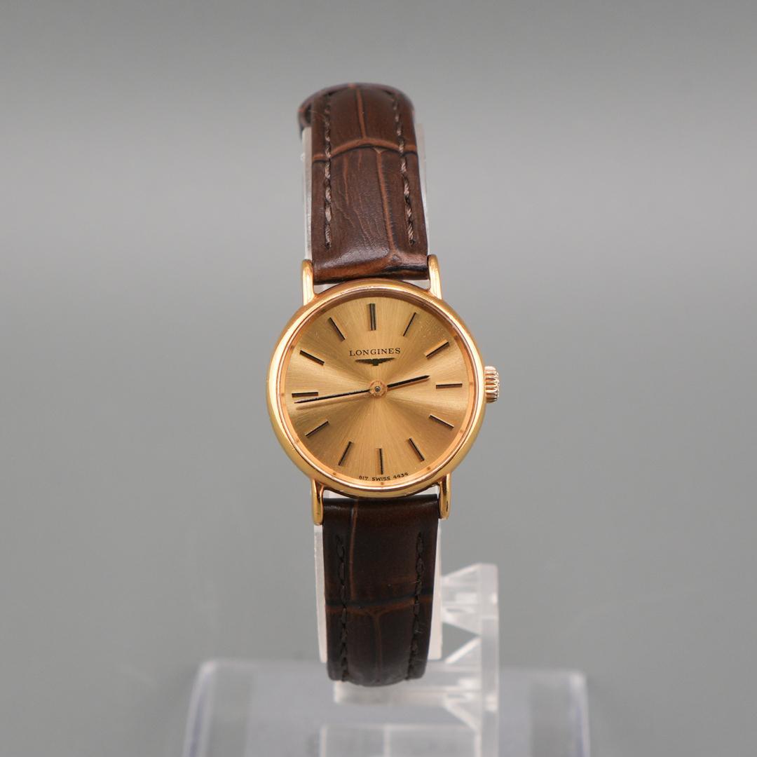 稼働 LONGINES ラウンド ゴールド 腕時計 新品電池 新品ベルト 手巻き