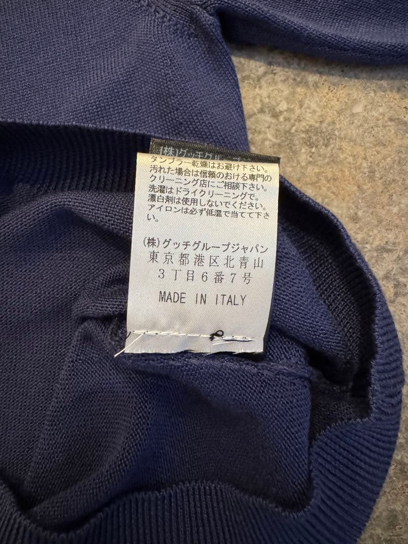 GUCCI ネイビーブルー ニットポロシャツ M