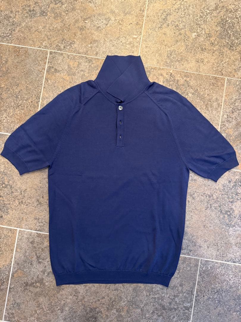 GUCCI ネイビーブルー ニットポロシャツ M