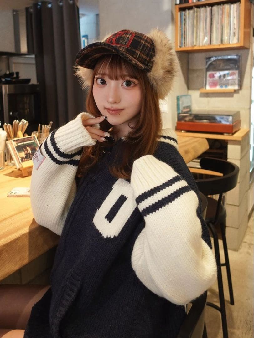 新品タグ付き ダーリッチ THE Social CLUBニットブルゾン ネイビー