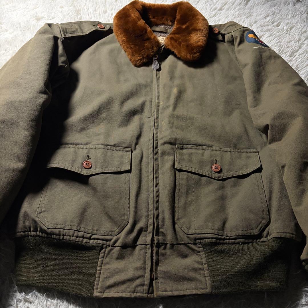 【雰囲気抜群】HOUSTON フライトジャケット　B-10 襟ボア　カーキ　42