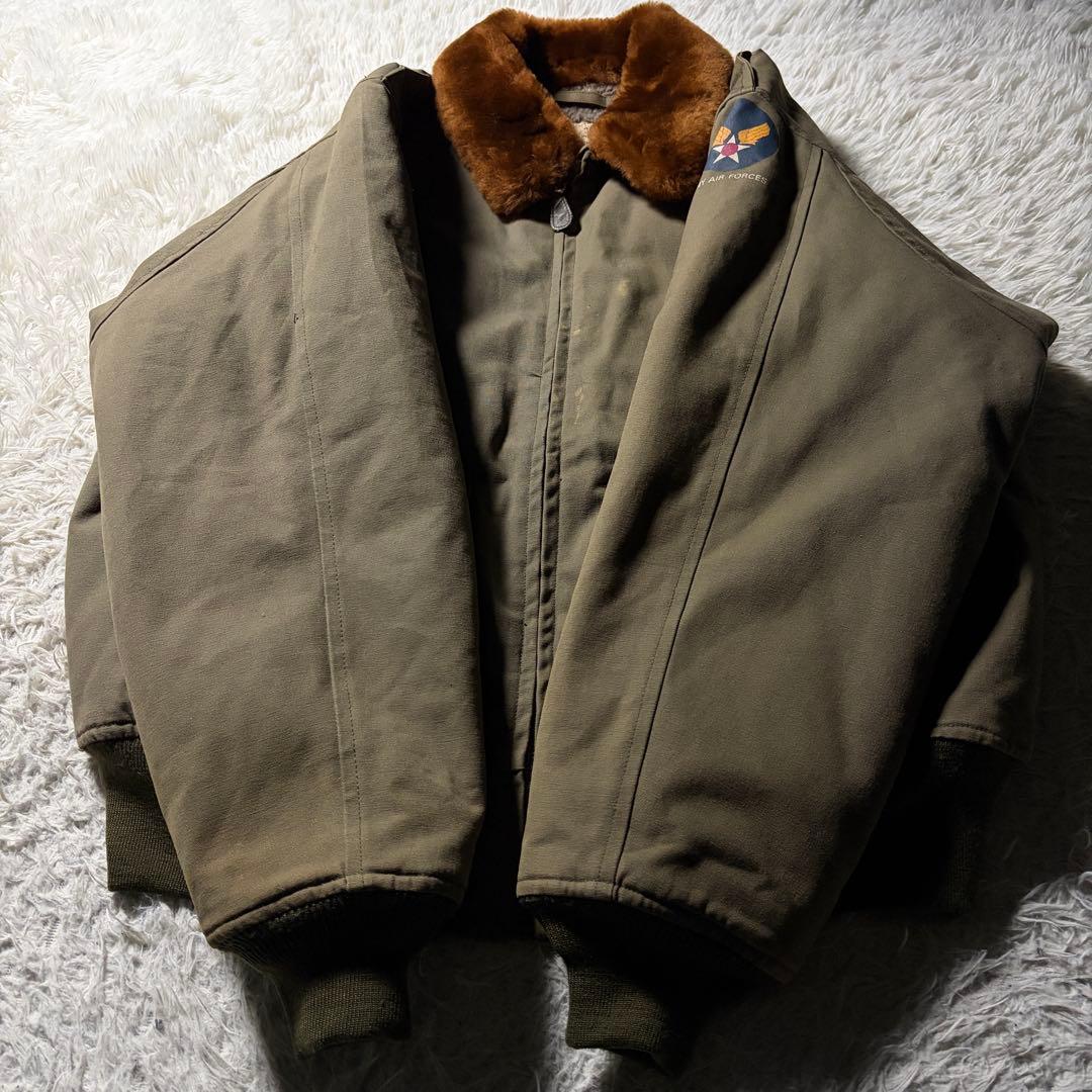 【雰囲気抜群】HOUSTON フライトジャケット　B-10 襟ボア　カーキ　42