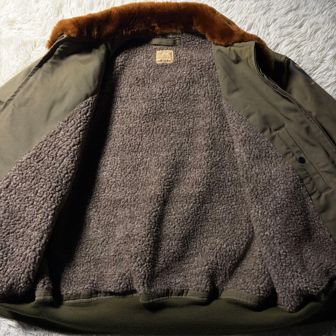 【雰囲気抜群】HOUSTON フライトジャケット　B-10 襟ボア　カーキ　42