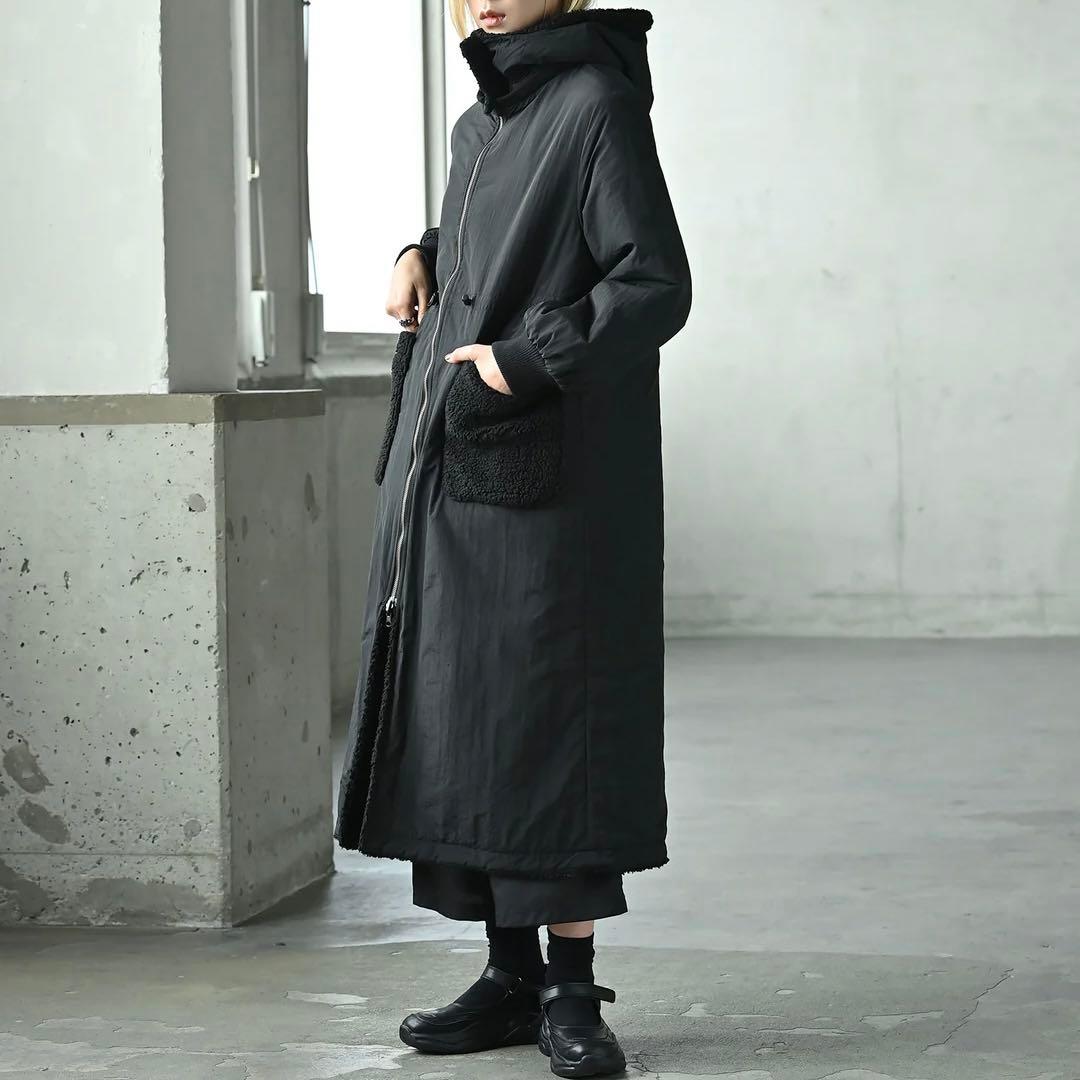 新品 funda mine 4WAY ボア ロング コート リバーシブル フード