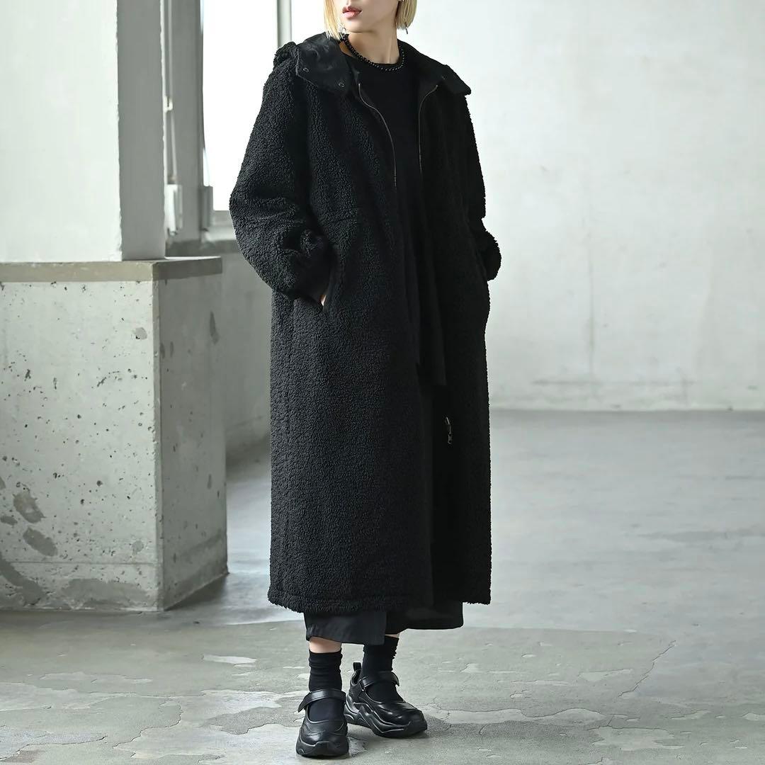 新品 funda mine 4WAY ボア ロング コート リバーシブル フード