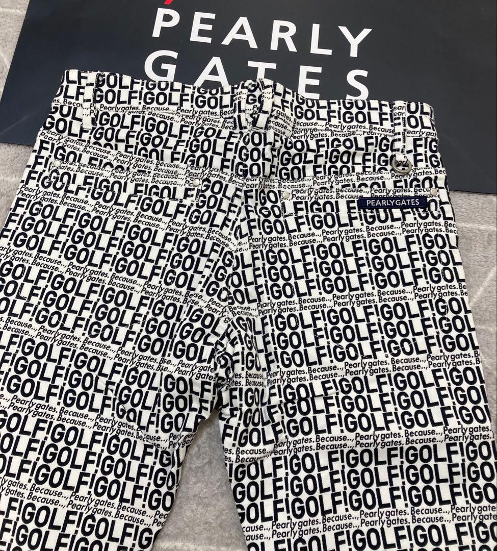 新品 パーリーゲイツ コットンストレッチカルゼ表ピーチ パンツ(5)サイズL/白