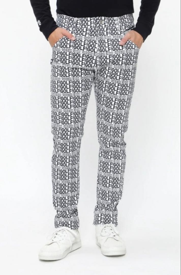 新品 パーリーゲイツ コットンストレッチカルゼ表ピーチ パンツ(5)サイズL/白