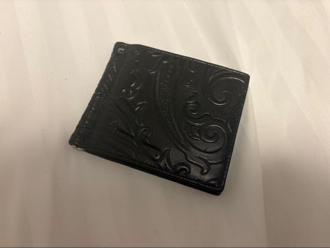 美品　ETRO エトロ マネークリップ 折り財布 マルゴット ブラック レザー