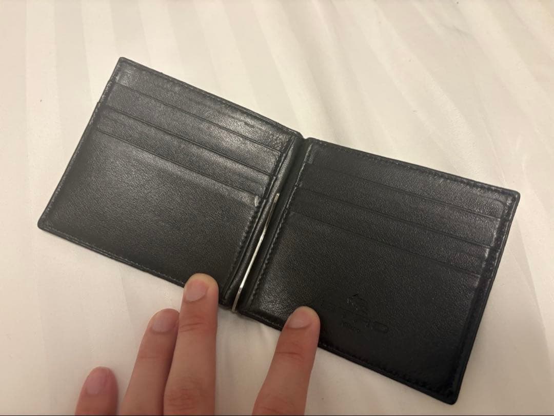 美品　ETRO エトロ マネークリップ 折り財布 マルゴット ブラック レザー