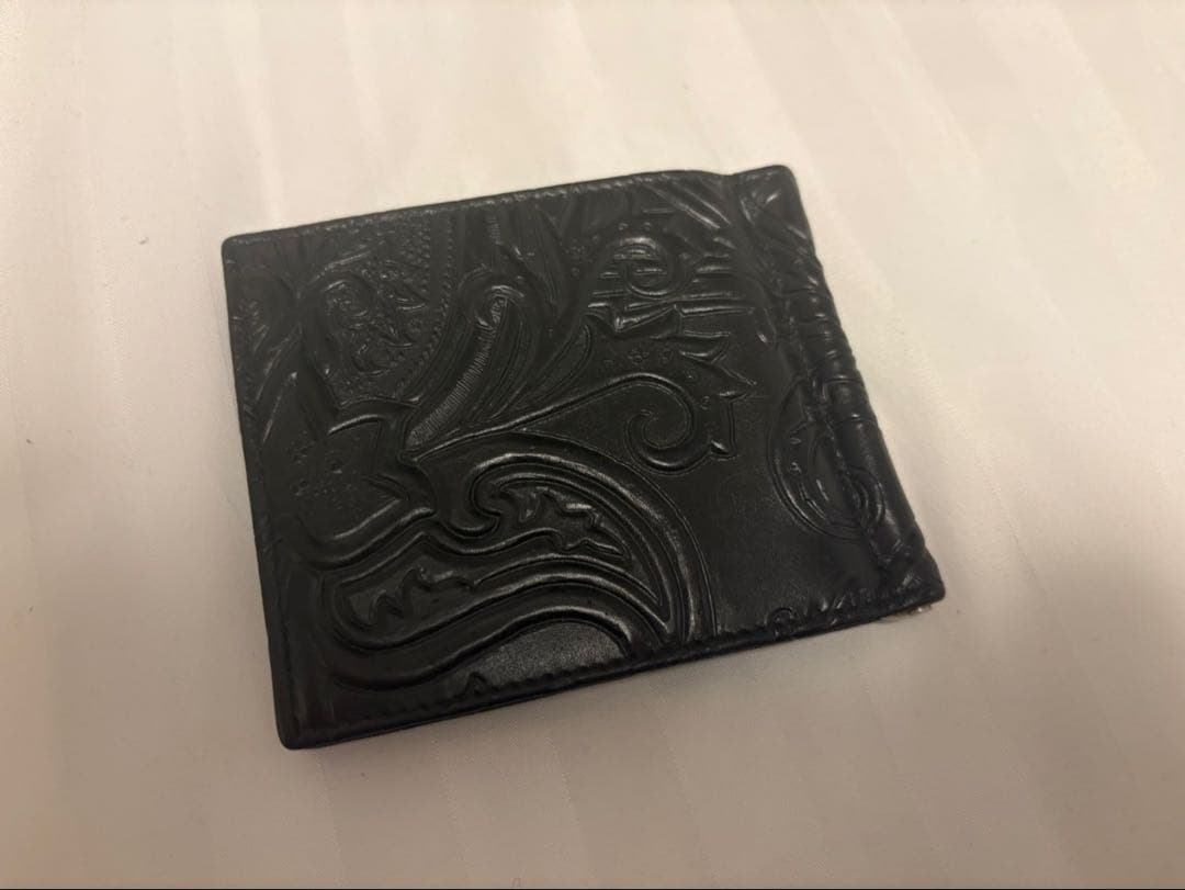 美品　ETRO エトロ マネークリップ 折り財布 マルゴット ブラック レザー