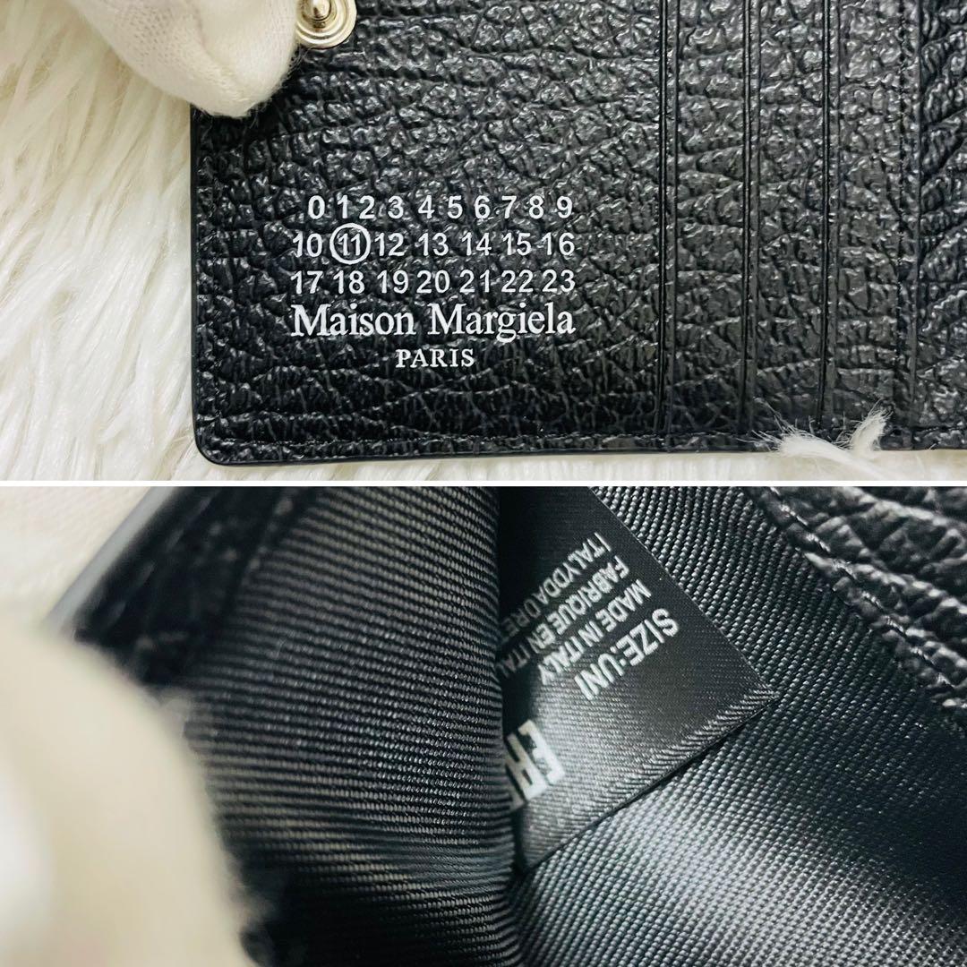 極美✨マルジェラ 二つ折り 財布 レザー 4ステッチ ブラック