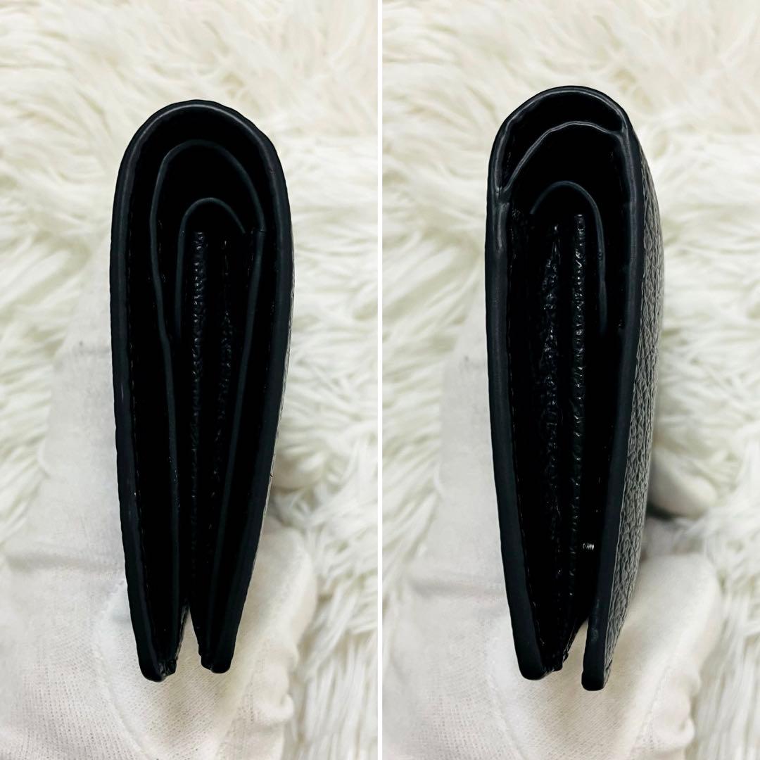 極美✨マルジェラ 二つ折り 財布 レザー 4ステッチ ブラック