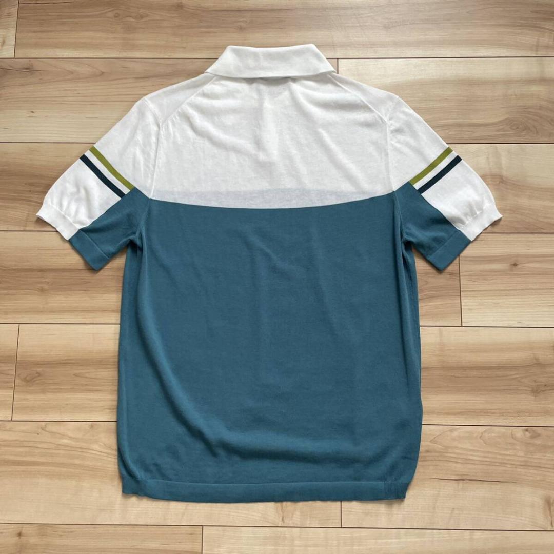 【美品】HERMES エルメス 袖ライン ハイゲージコットン ニット ポロシャツ