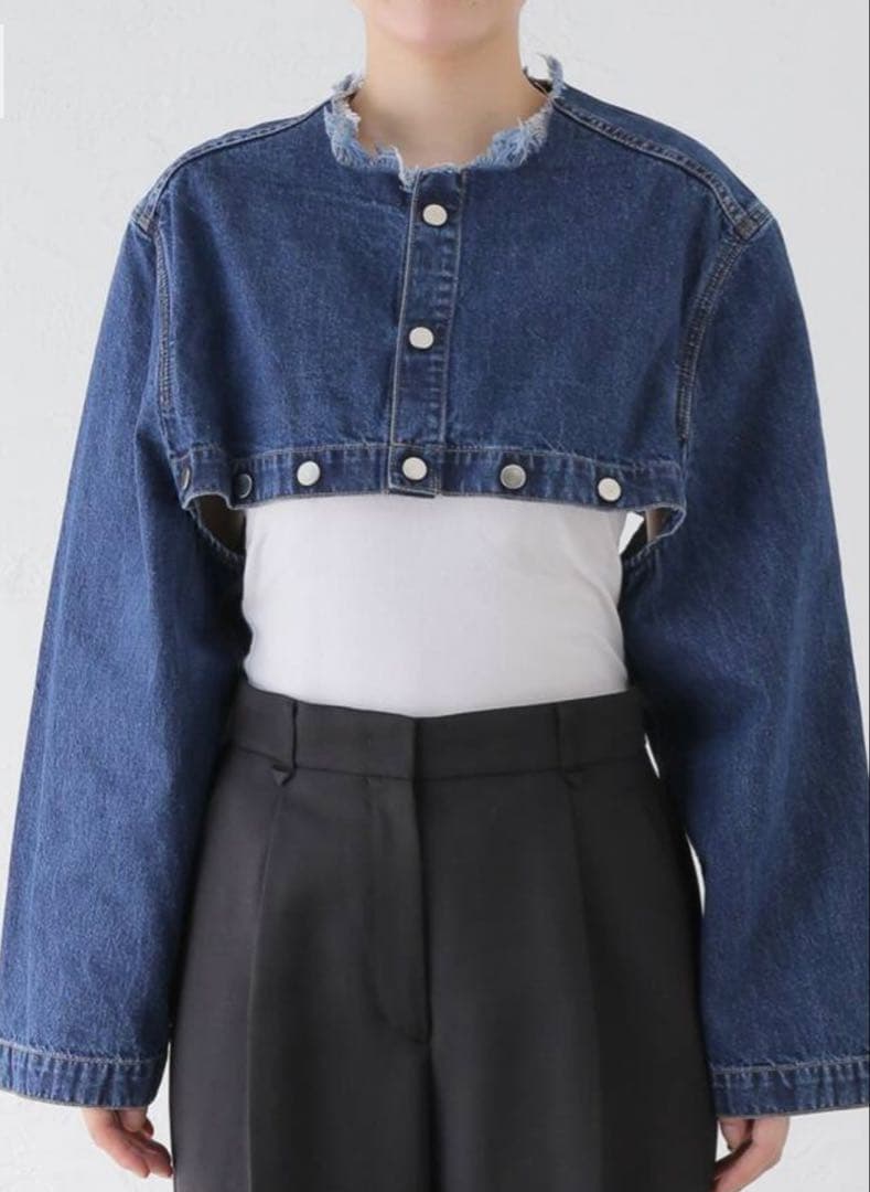 CURRENTAGE / カレンテージ ノーカラーデニムジャケット