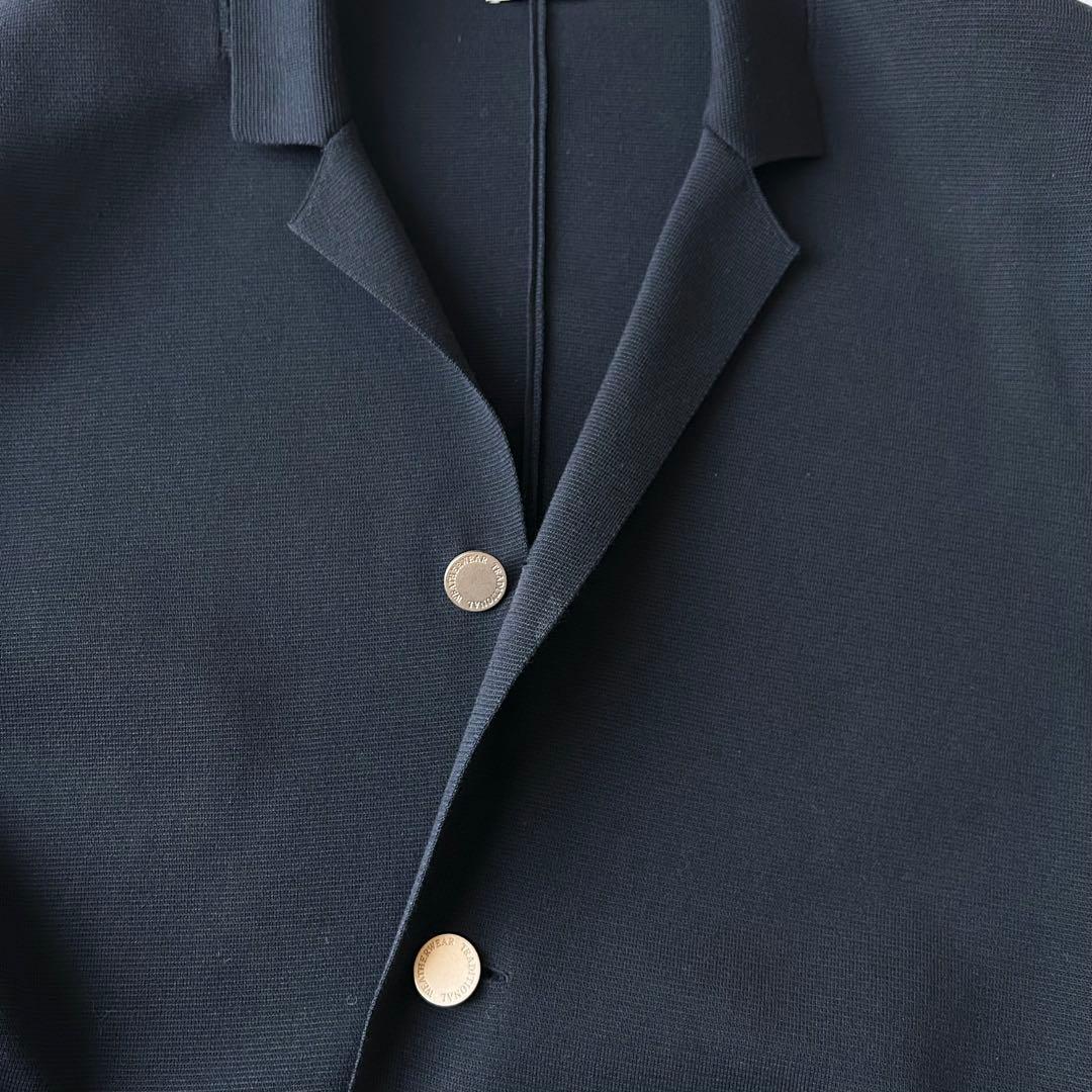 3036yトラディショナルウェザーウェア 金ボタンニットジャケット 紺 S