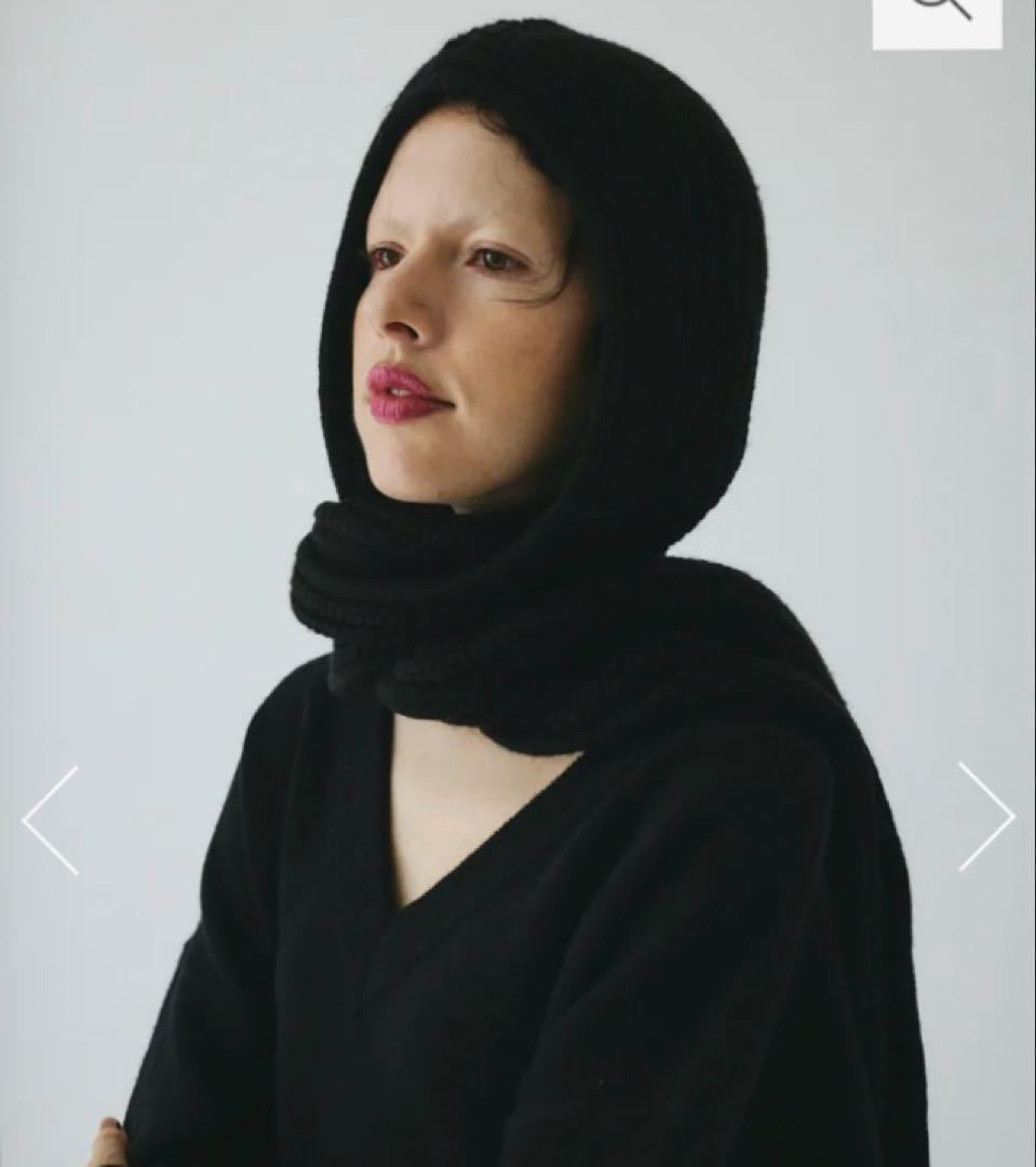 今期　ヘリンドットサイ　Knit muffler cap ブラック　試着のみ